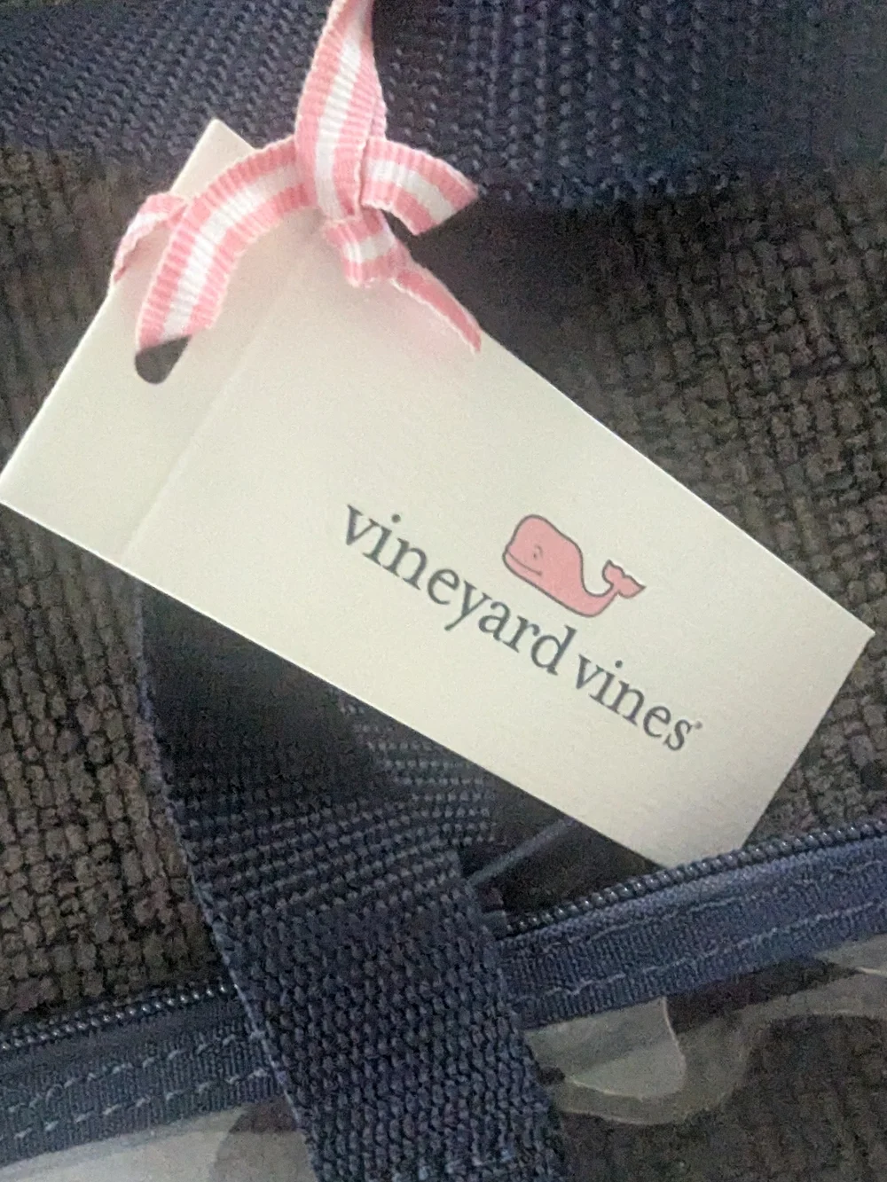Vineyard Vines Clear Tote Bag with Navy Trim
